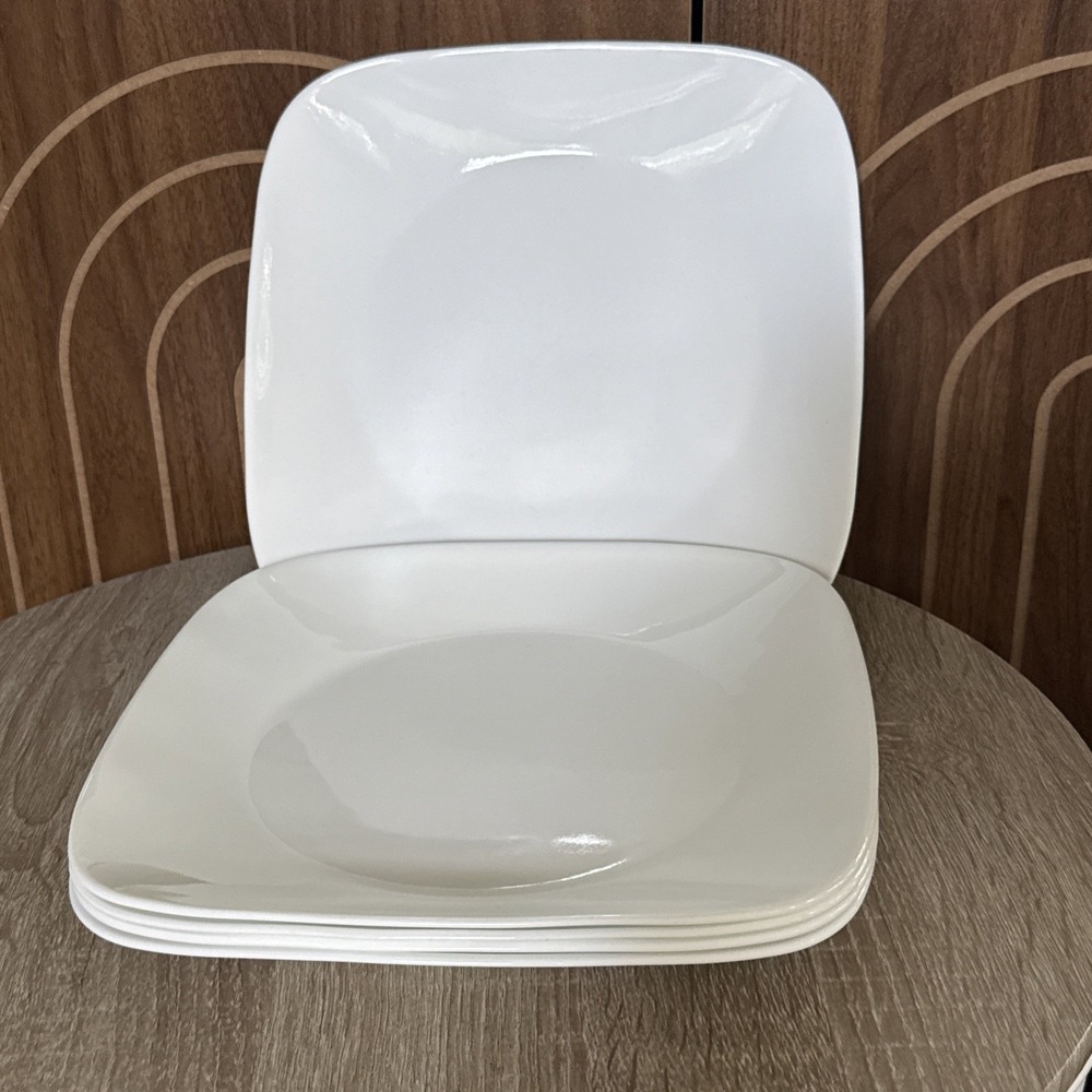 5 Square Corelle Winter Frost Dinner Plates 10 1/2"